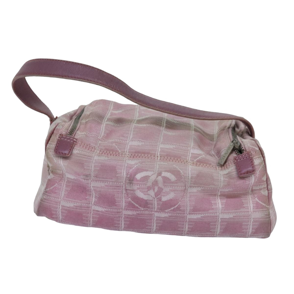 CHANEL New Travel Line Hand Bag Nylon Pink CC 83428