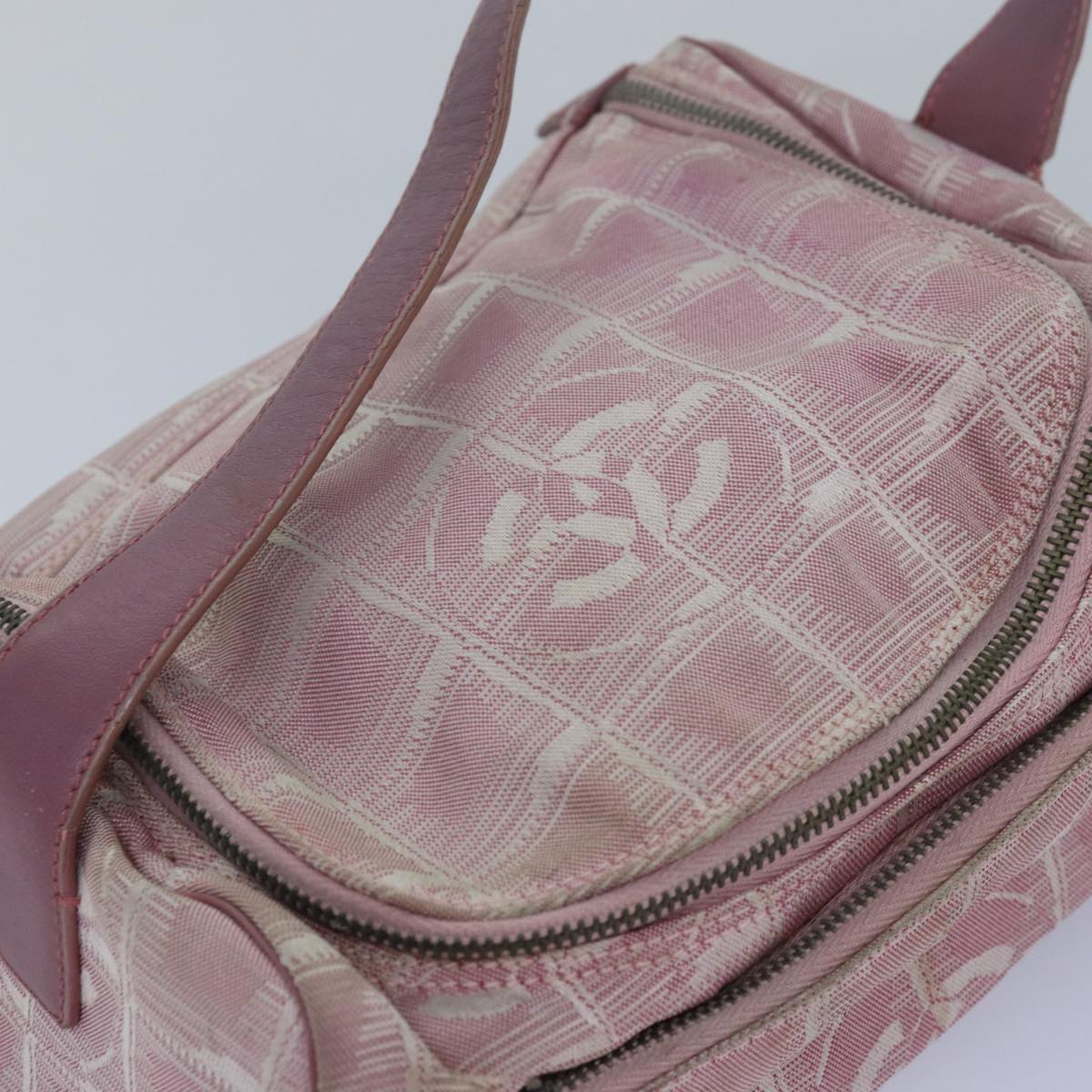 CHANEL New Travel Line Hand Bag Nylon Pink CC 83428