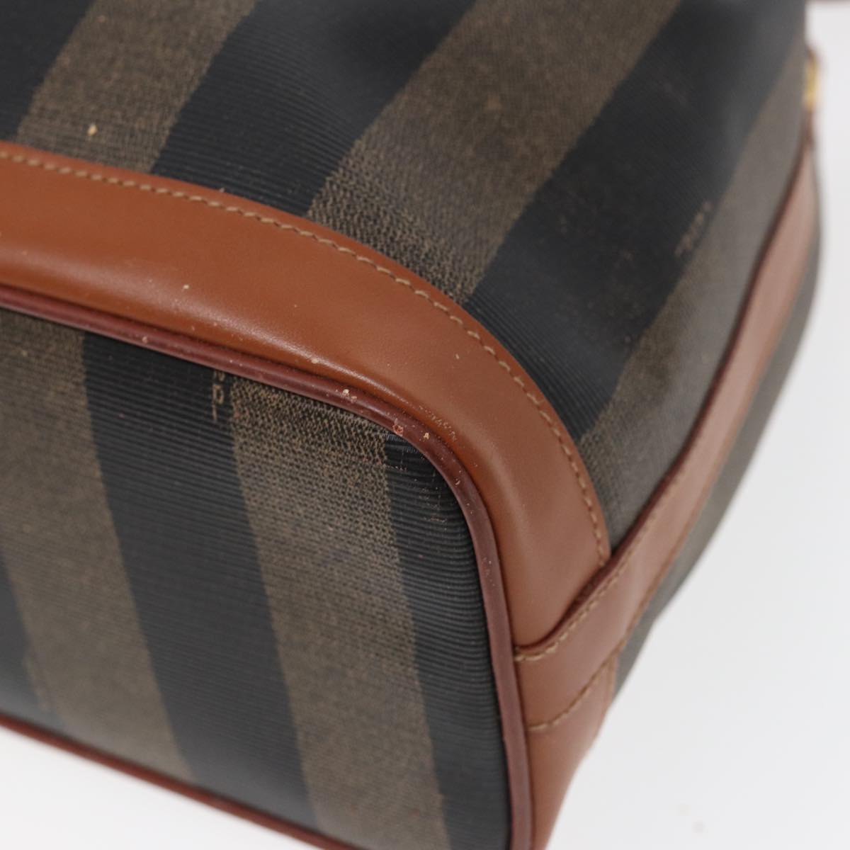 FENDI Pecan Canvas Shoulder Bag Brown Black 83448