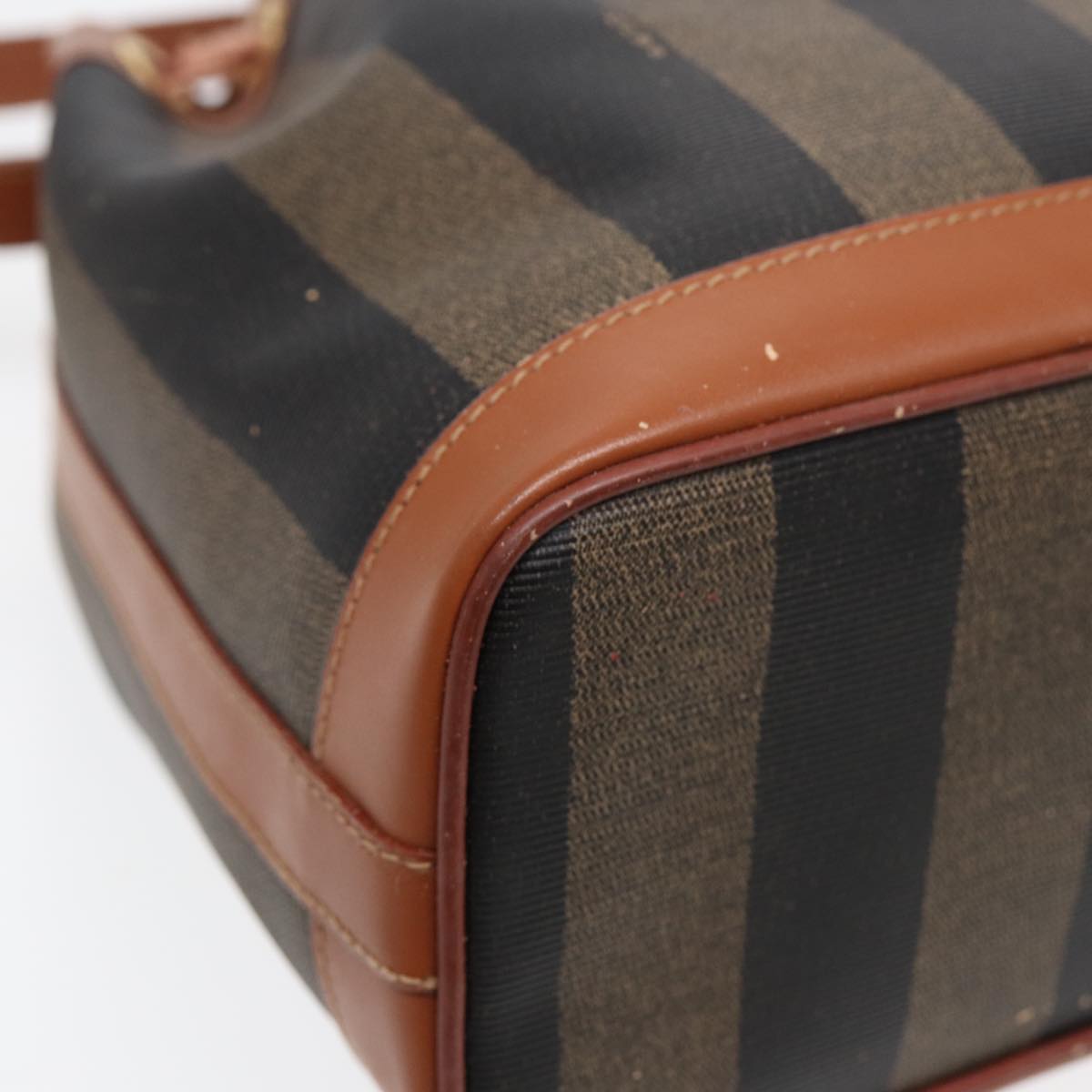 FENDI Pecan Canvas Shoulder Bag Brown Black 83448