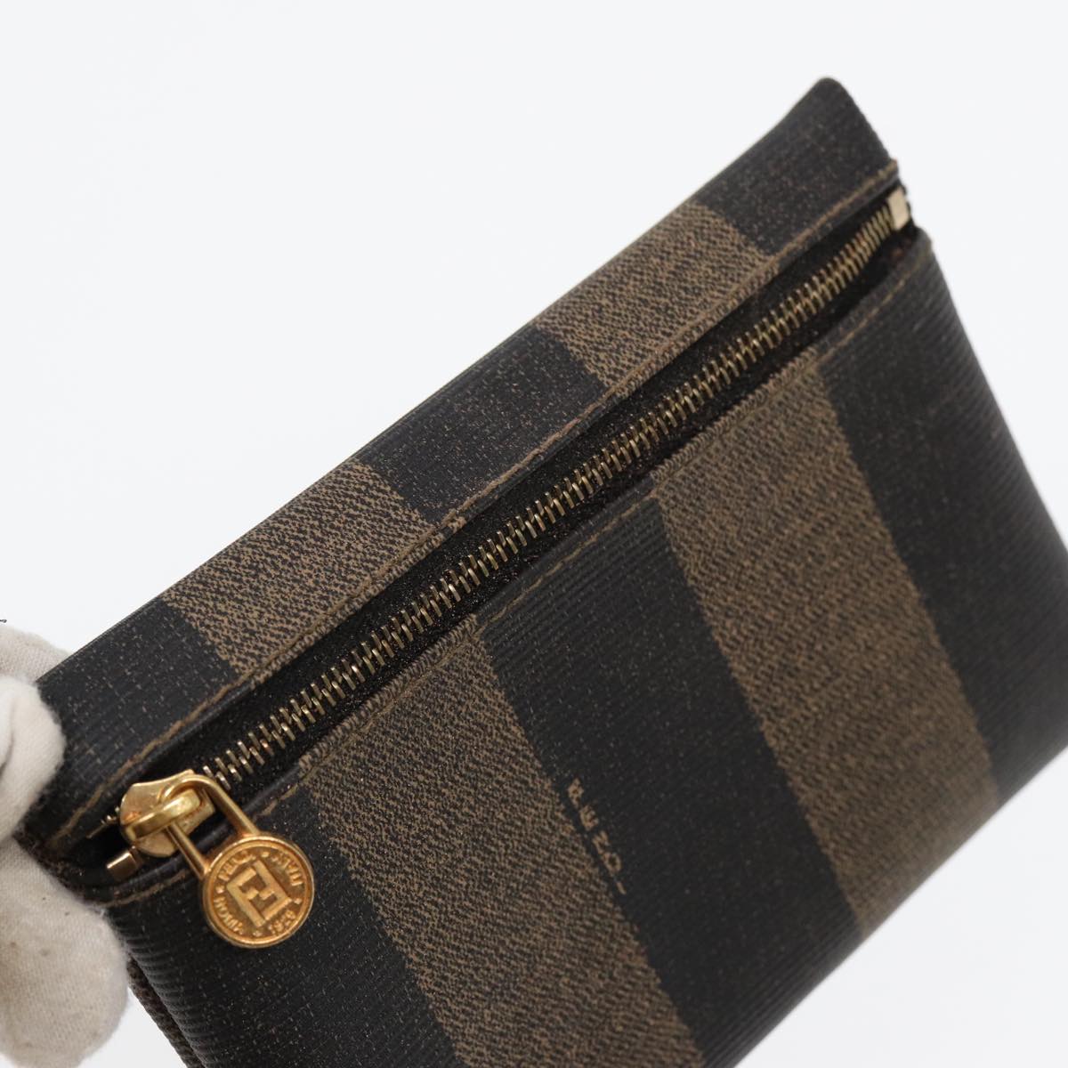 FENDI Pecan Canvas Shoulder Bag Brown Black 83448