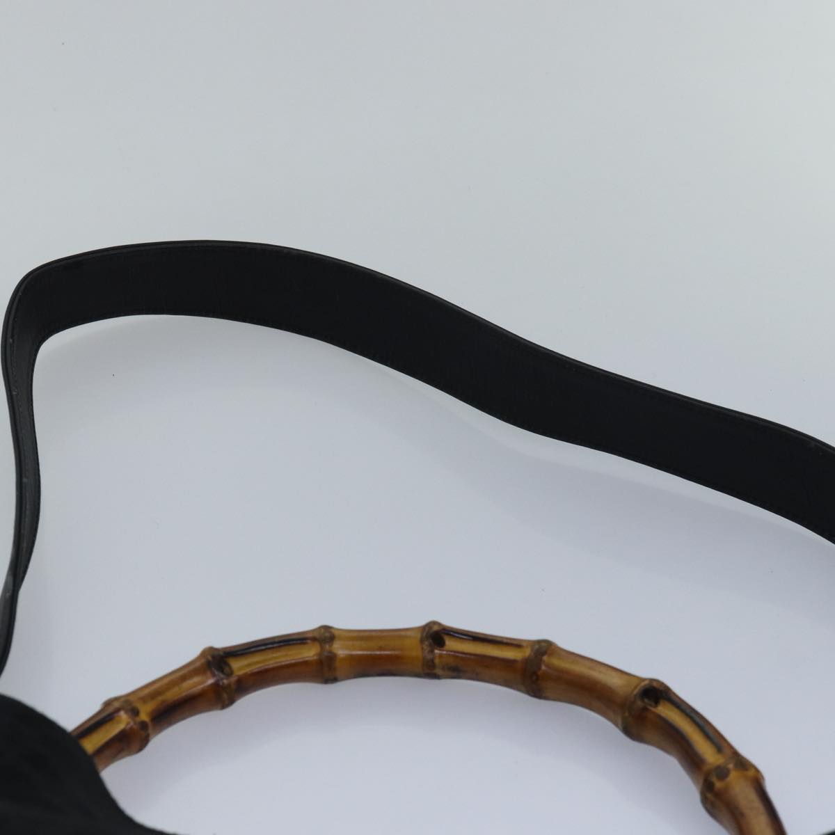 GUCCI Bamboo Hand Bag Suede 2way Black 83450