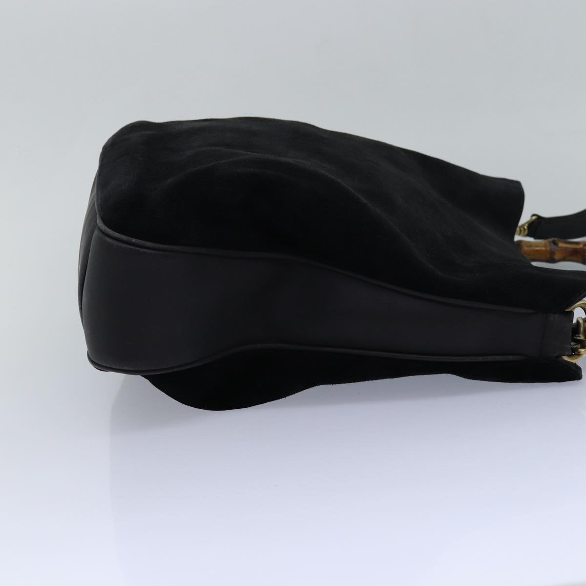 GUCCI Bamboo Hand Bag Suede 2way Black 83450