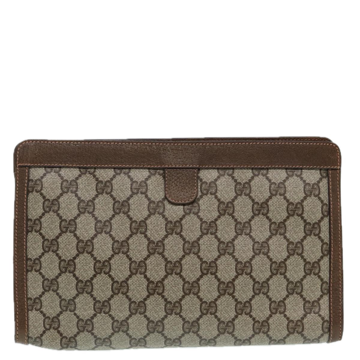 GUCCI GG Supreme Clutch Bag PVC Leather Beige 89 02 075 83474