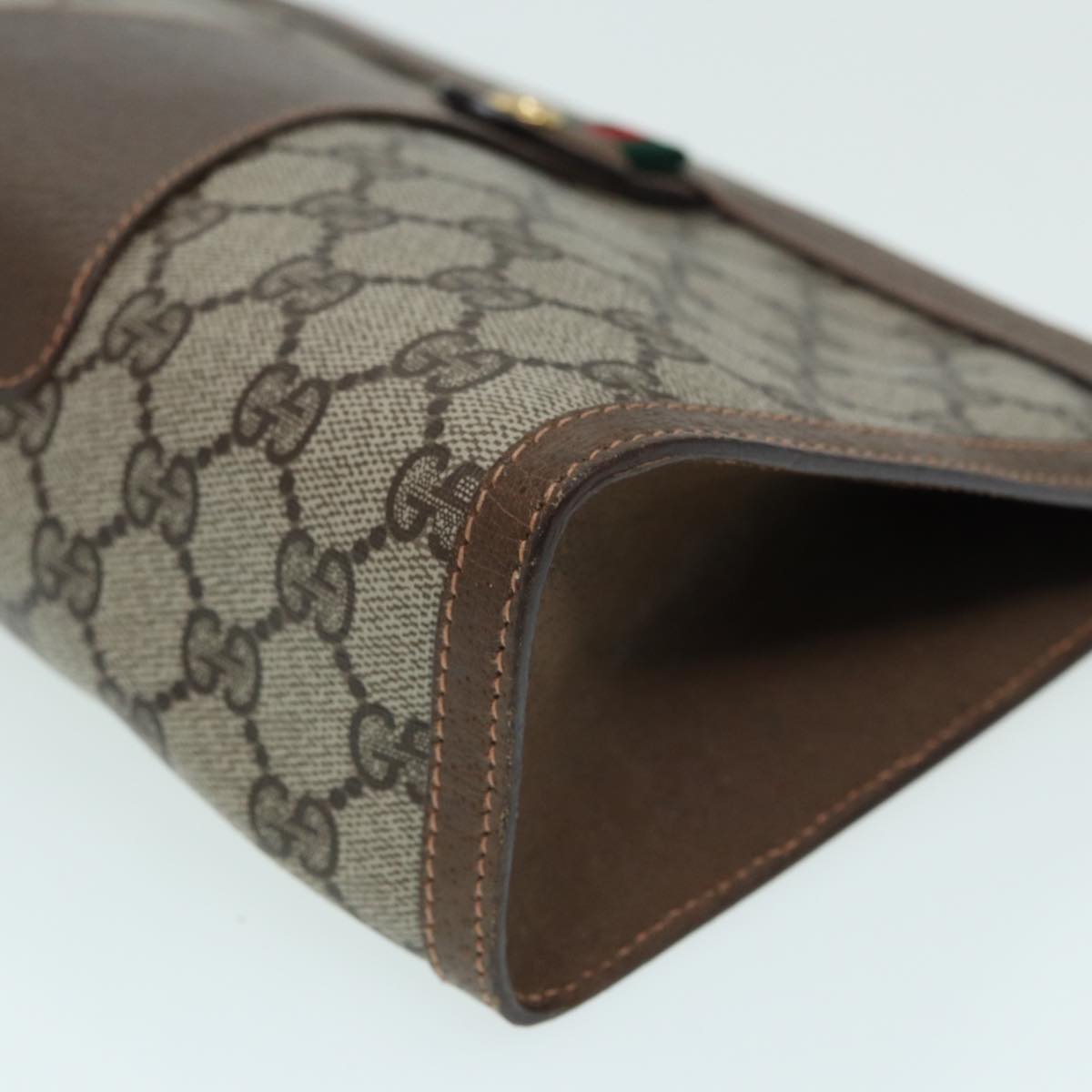GUCCI GG Supreme Clutch Bag PVC Leather Beige 89 02 075 83474