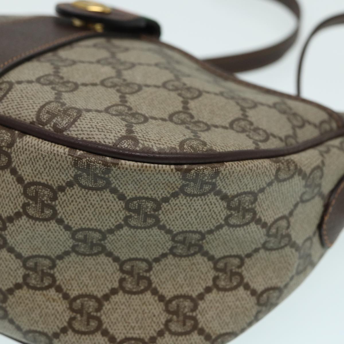 GUCCI GG canvas Web Sherry Line Shoulder Bag PVC Leather Beige 83475