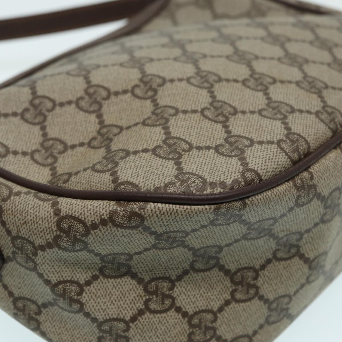 GUCCI GG canvas Web Sherry Line Shoulder Bag PVC Leather Beige 83475