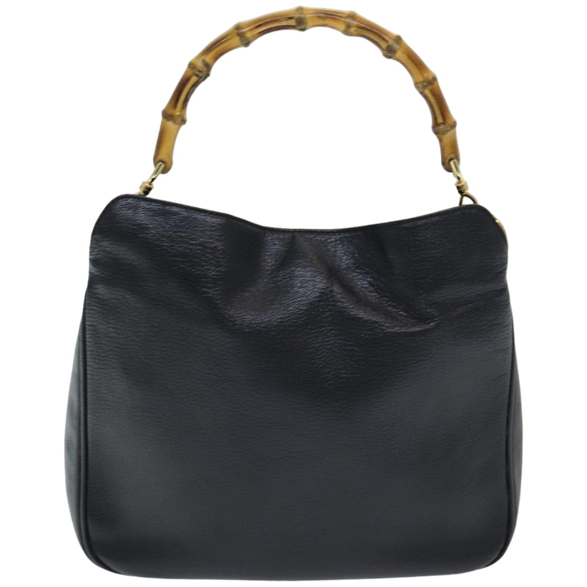 GUCCI Bamboo Hand Bag Leather 2way Outlet Black 83657