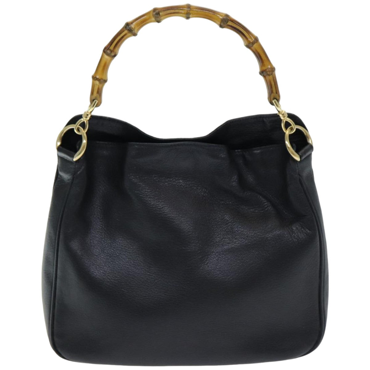GUCCI Bamboo Hand Bag Leather 2way Outlet Black 83657