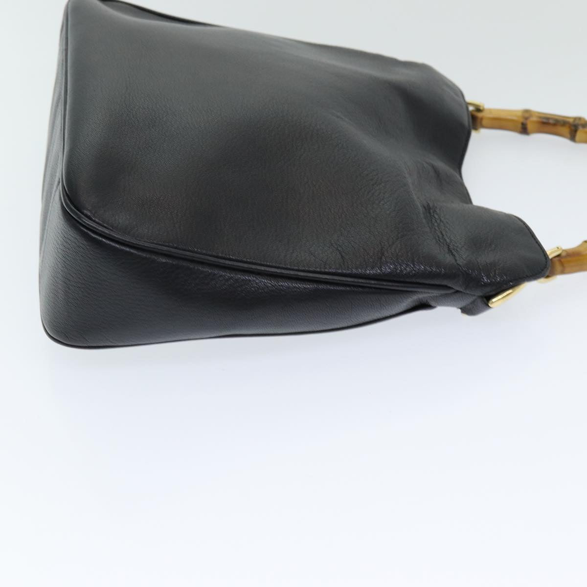 GUCCI Bamboo Hand Bag Leather 2way Outlet Black 83657