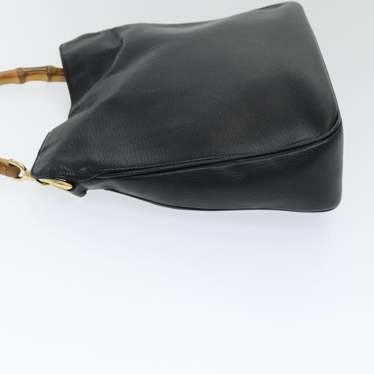 GUCCI Bamboo Hand Bag Leather 2way Outlet Black 83657