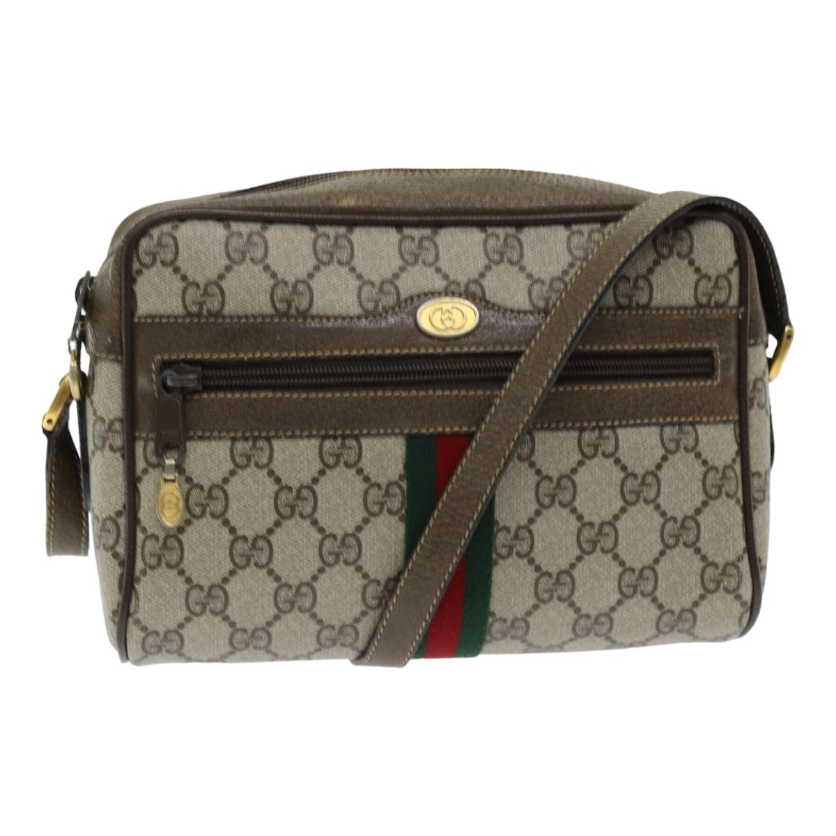 GUCCI GG Supreme Web Sherry Line Shoulder Bag PVC Beige 904 02 004 83660