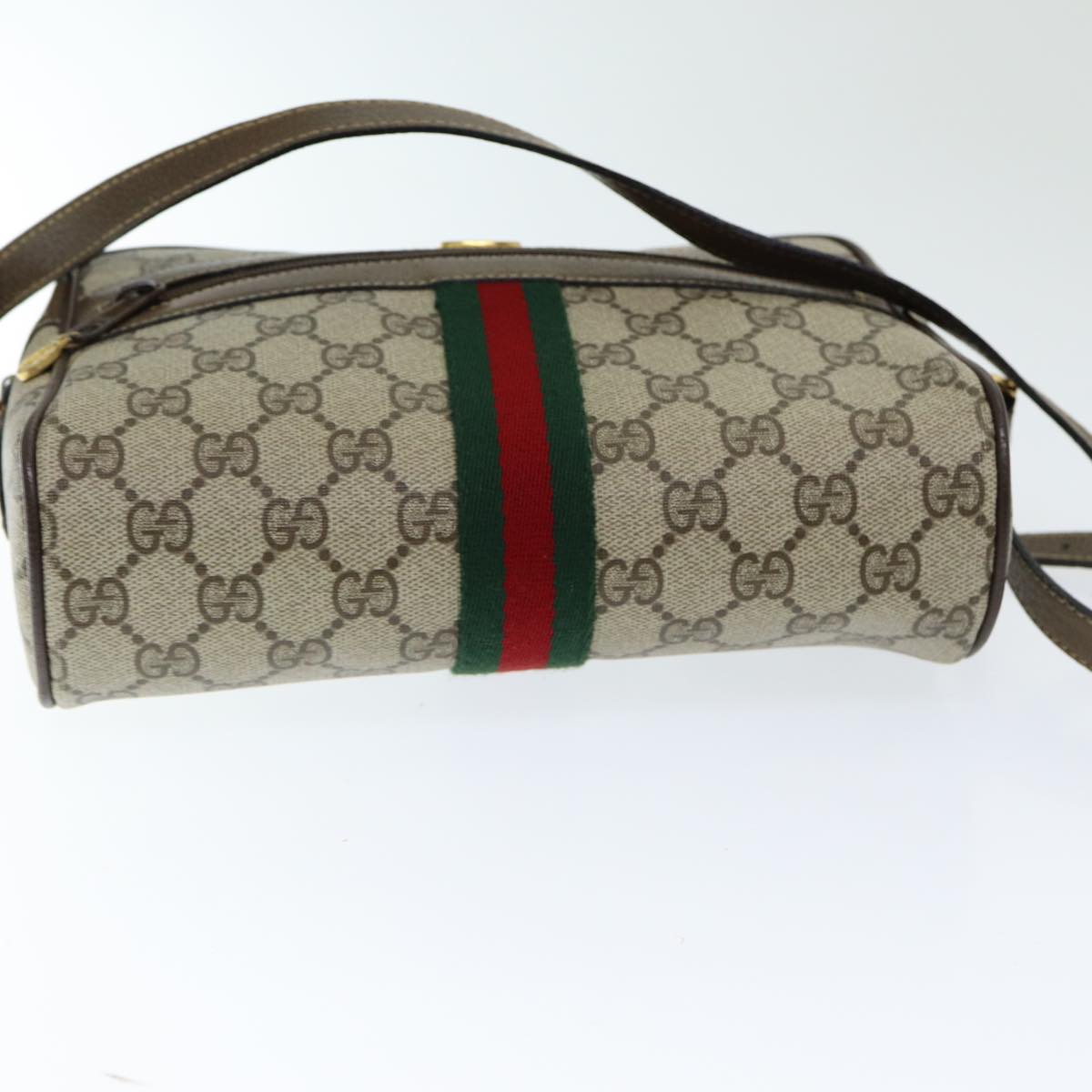 GUCCI GG Supreme Web Sherry Line Shoulder Bag PVC Beige 904 02 004 83660