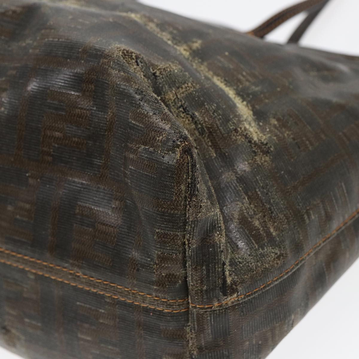 FENDI Zucca Canvas Tote Bag Brown Black 83688