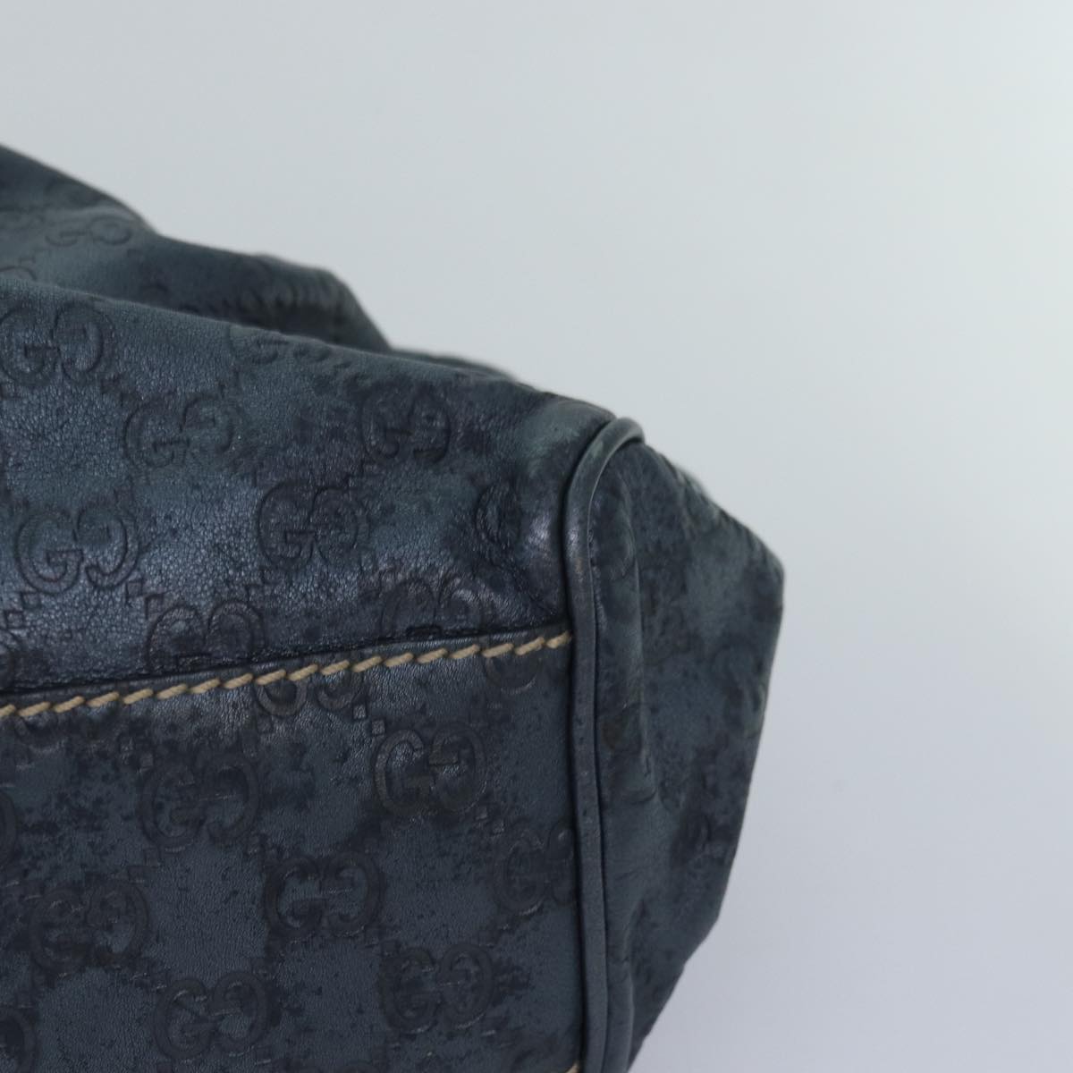 GUCCI GG Canvas Tote Bag Guccissima Leather Blue 211944 83703