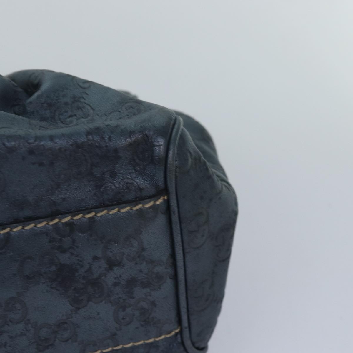 GUCCI GG Canvas Tote Bag Guccissima Leather Blue 211944 83703