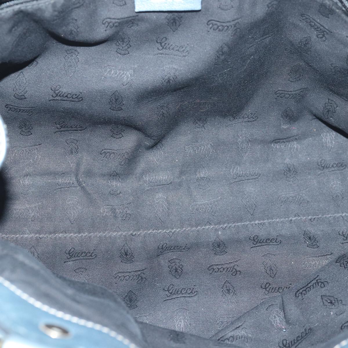 GUCCI GG Canvas Tote Bag Guccissima Leather Blue 211944 83703