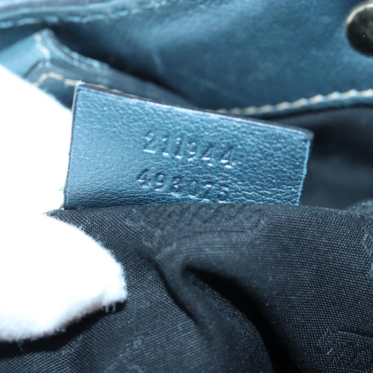 GUCCI GG Canvas Tote Bag Guccissima Leather Blue 211944 83703