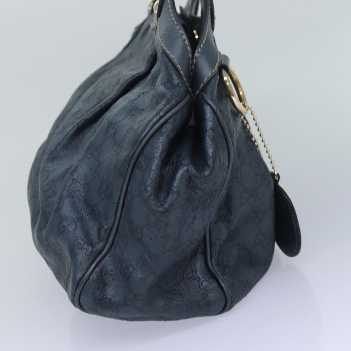 GUCCI GG Canvas Tote Bag Guccissima Leather Blue 211944 83703