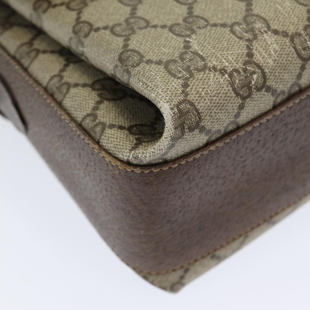 GUCCI GG Supreme Web Sherry Line Shoulder Bag PVC Beige 83722