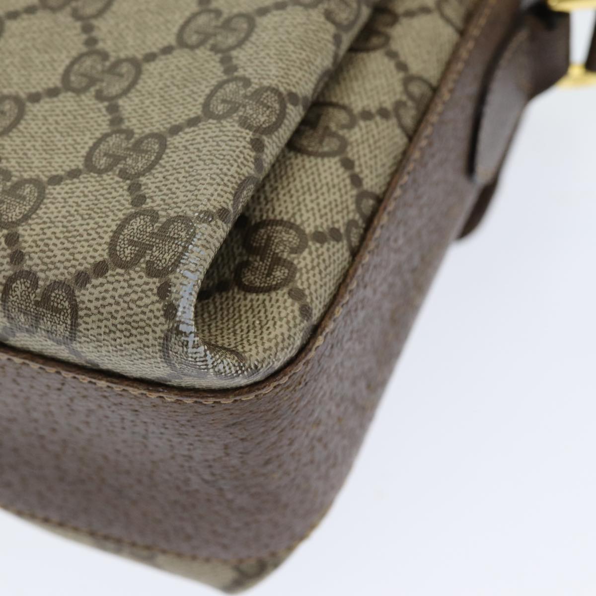 GUCCI GG Supreme Web Sherry Line Shoulder Bag PVC Beige 83722