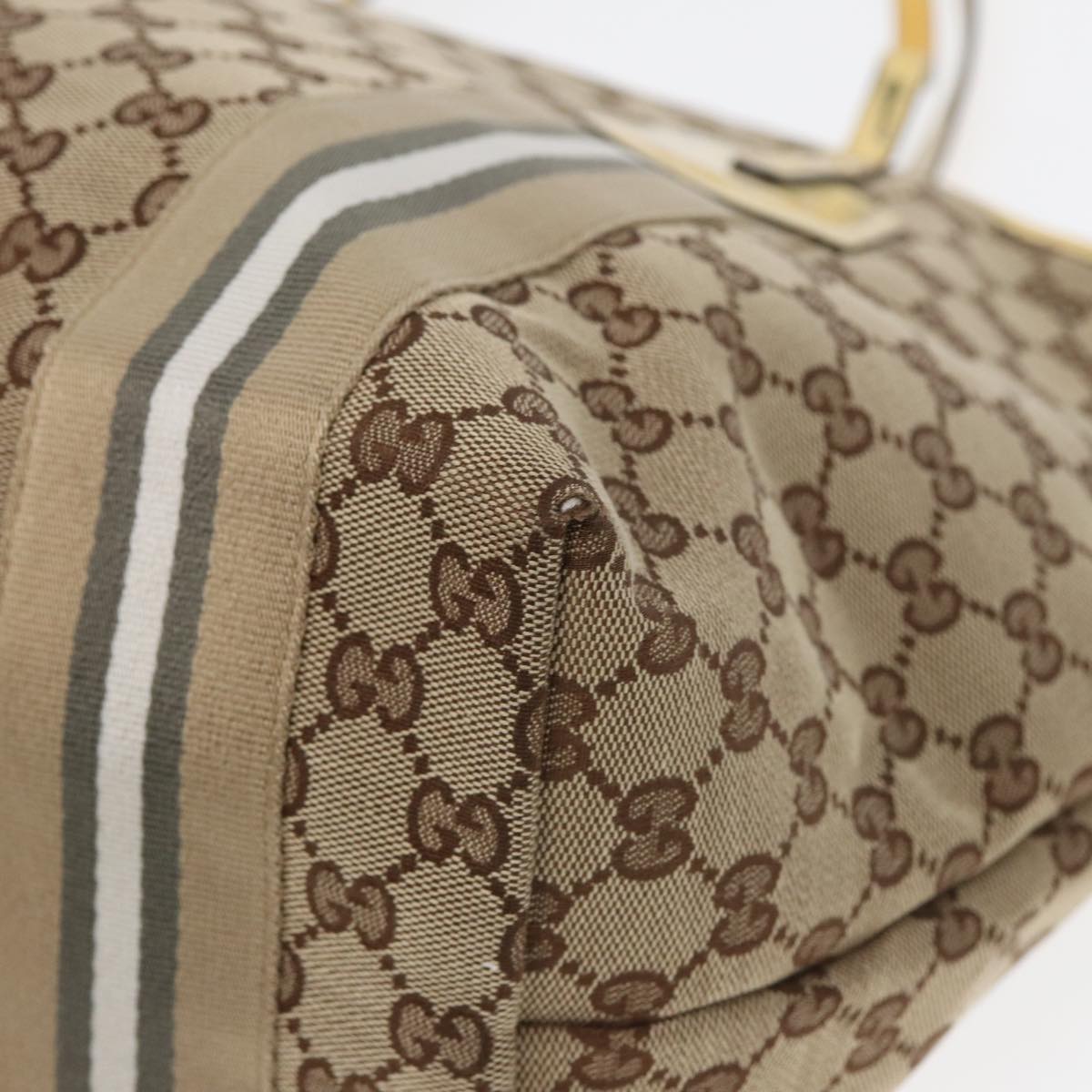 GUCCI GG Canvas Sherry Line Tote Bag Beige Yellow 83816