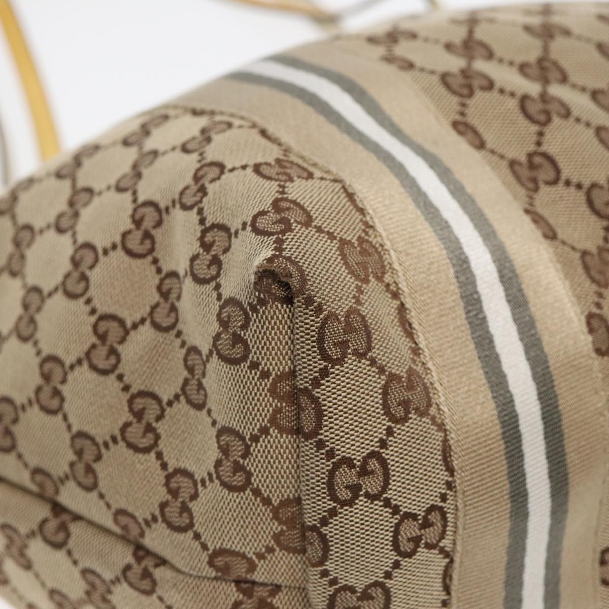 GUCCI GG Canvas Sherry Line Tote Bag Beige Yellow 83816