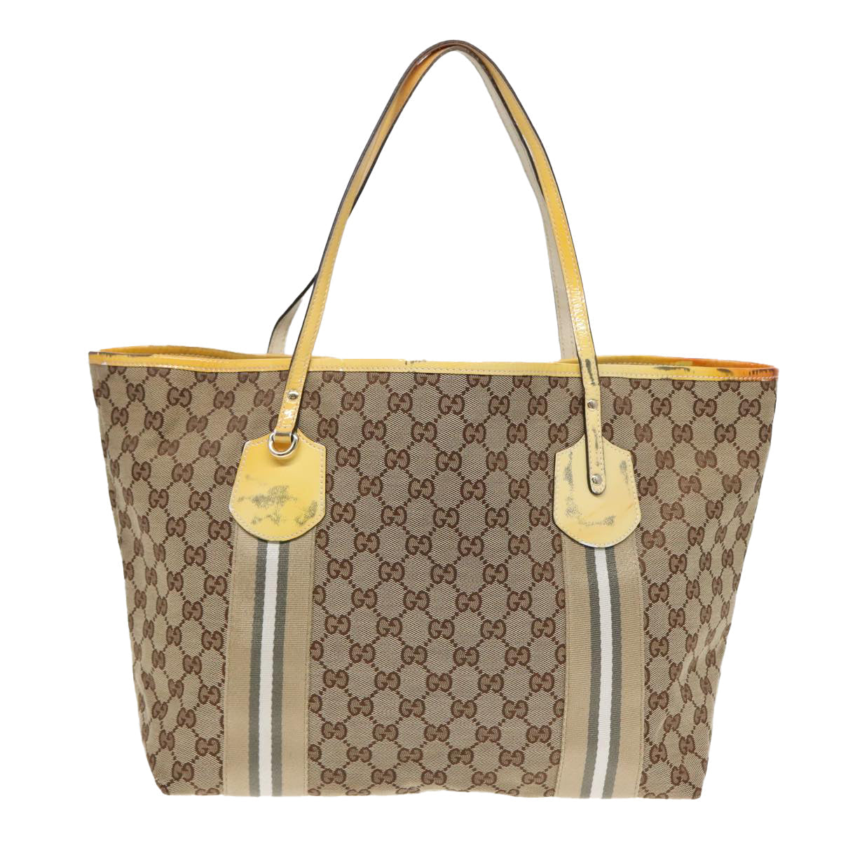 GUCCI GG Canvas Sherry Line Tote Bag Beige Yellow 83816