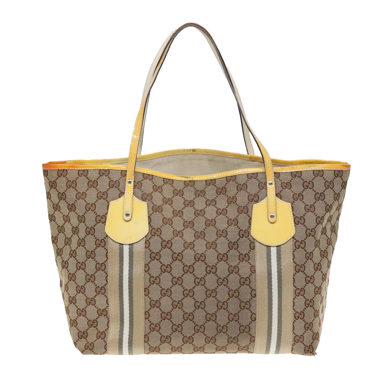 GUCCI GG Canvas Sherry Line Tote Bag Beige Yellow 83816