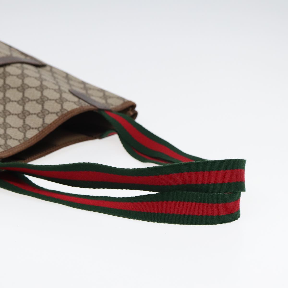 GUCCI GG Canvas Web Sherry Line Tote Bag PVC Leather Beige Green Red 83817