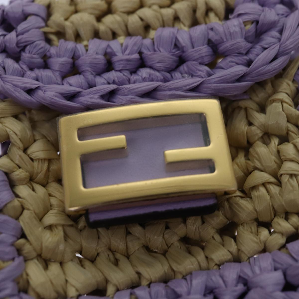FENDI Airpods pouch Pico Bucket Raffia Beige Purple 83833