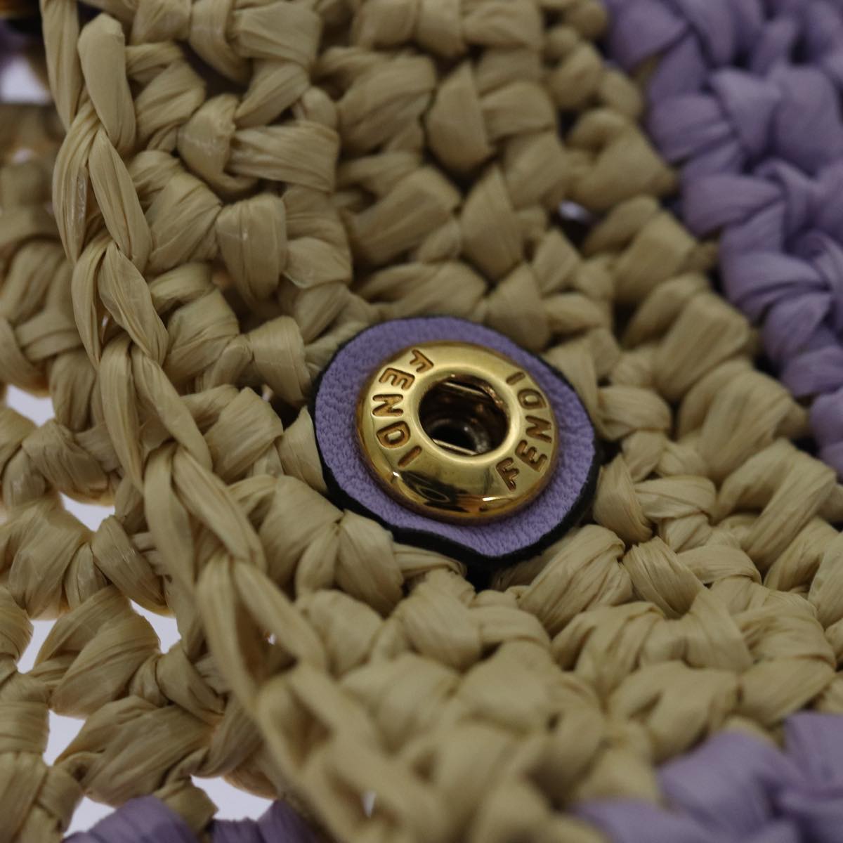 FENDI Airpods pouch Pico Bucket Raffia Beige Purple 83833