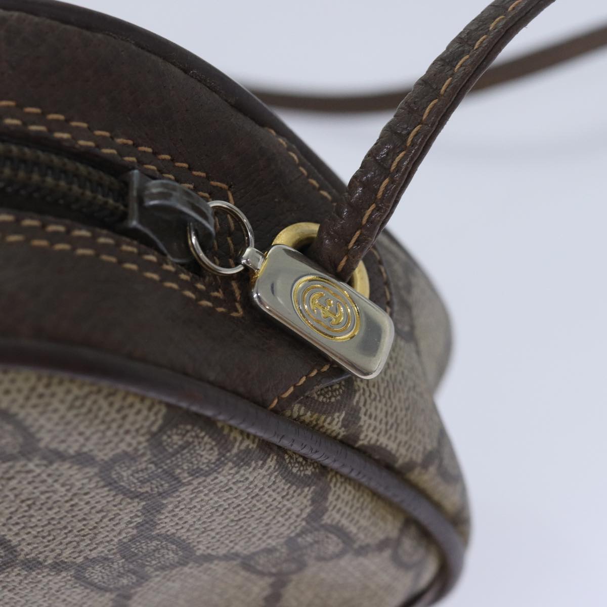 GUCCI GG Supreme Web Sherry Line Shoulder Bag PVC Beige 156 02 066 83926