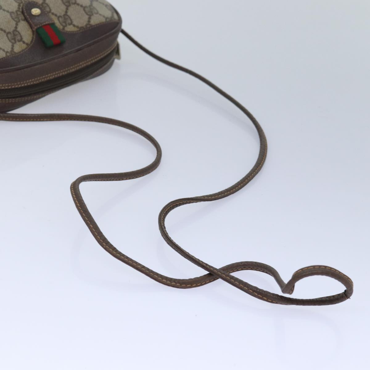 GUCCI GG Supreme Web Sherry Line Shoulder Bag PVC Beige 156 02 066 83926
