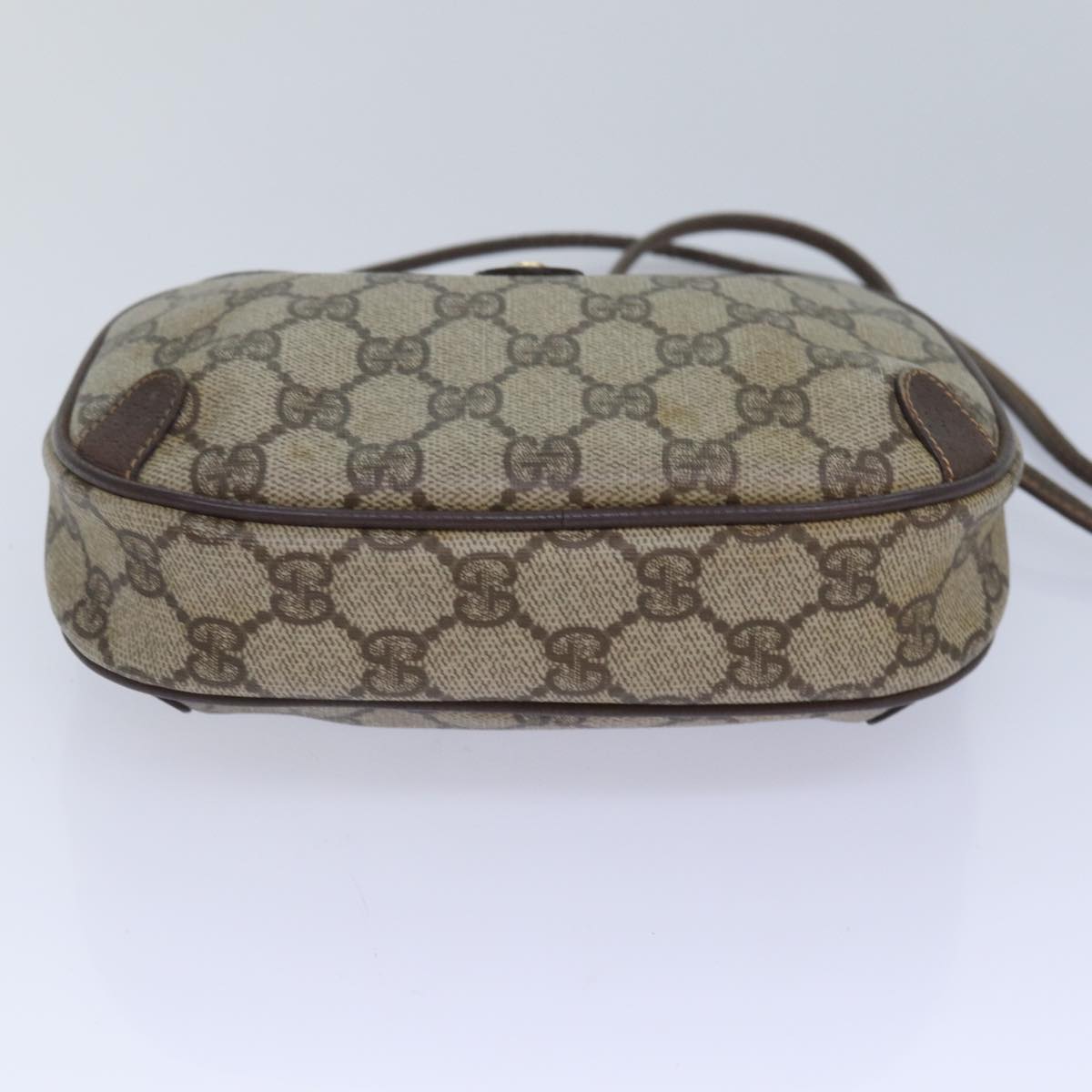 GUCCI GG Supreme Web Sherry Line Shoulder Bag PVC Beige 156 02 066 83926