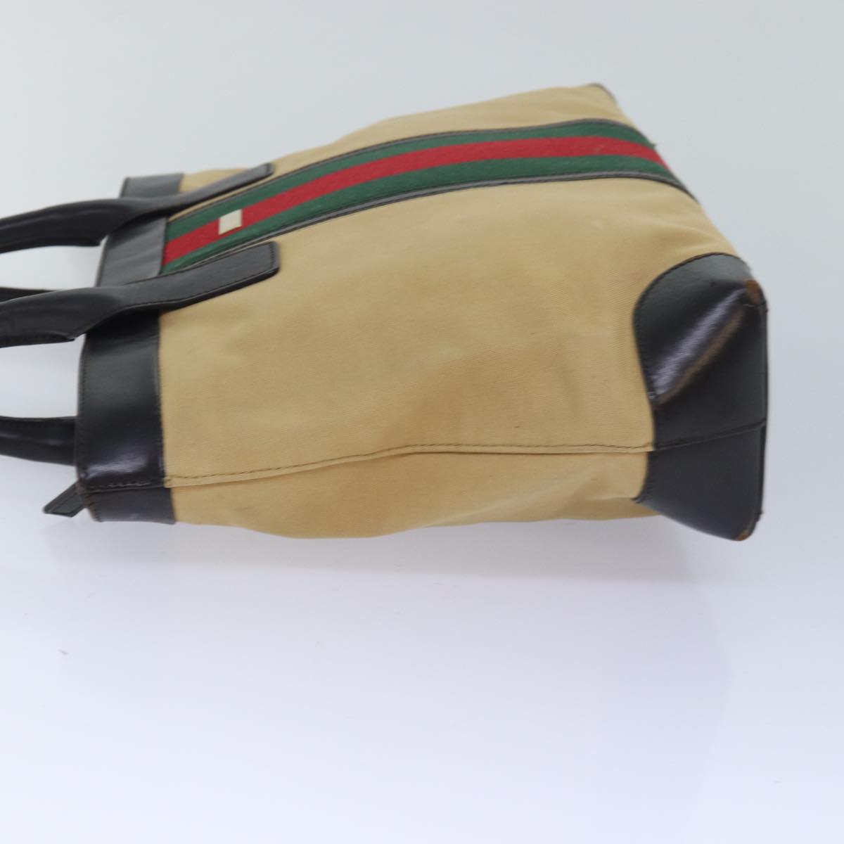 GUCCI Web Sherry Line Tote Bag Canvas Beige Red Green 002 1119 83934