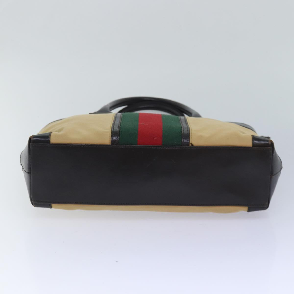 GUCCI Web Sherry Line Tote Bag Canvas Beige Red Green 002 1119 83934