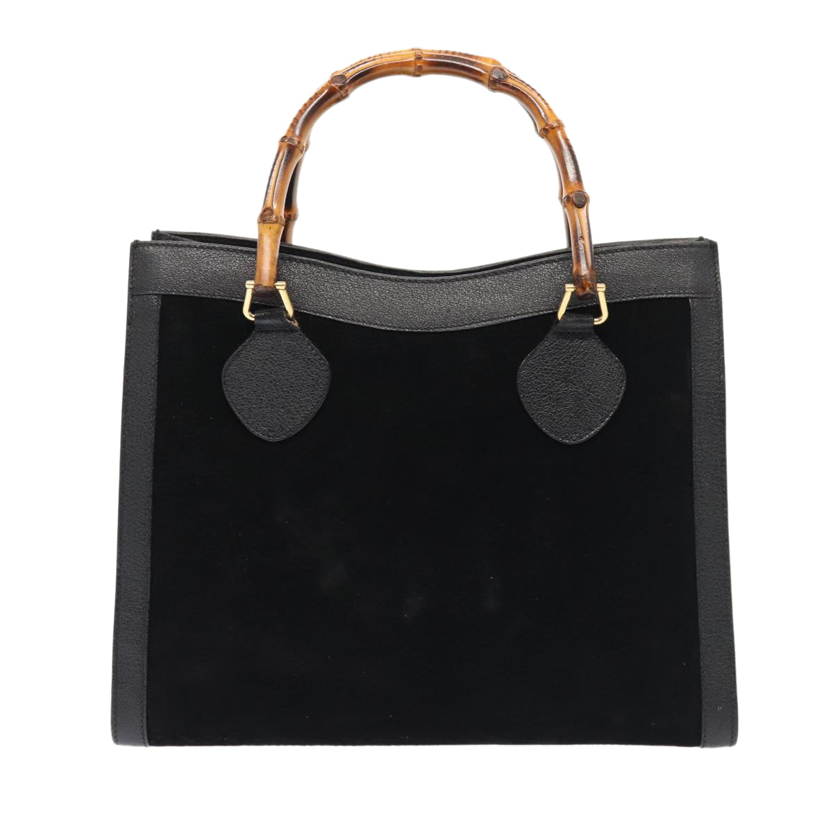 GUCCI Bamboo Hand Bag Suede Black Gold 002 1186 0260 83973