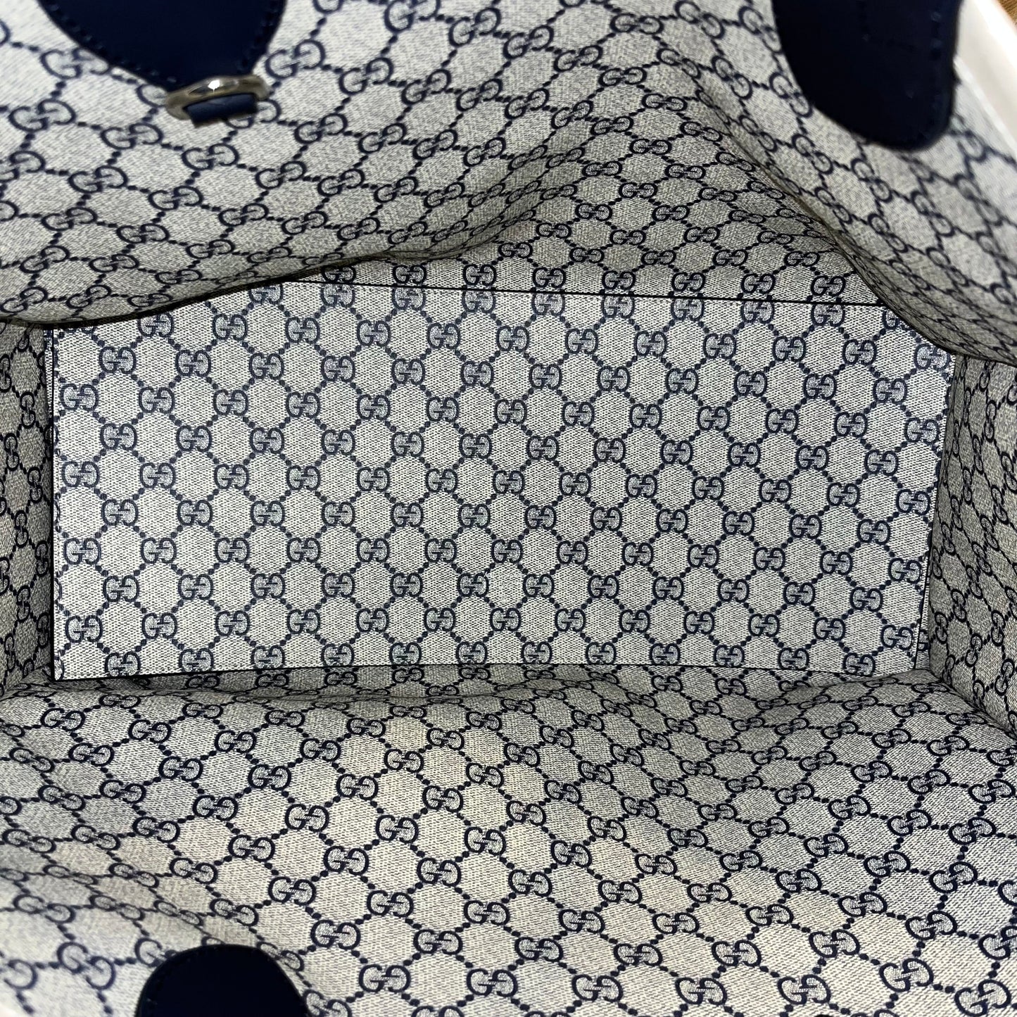GUCCI Printed Logo Canvas Shopper Tote
