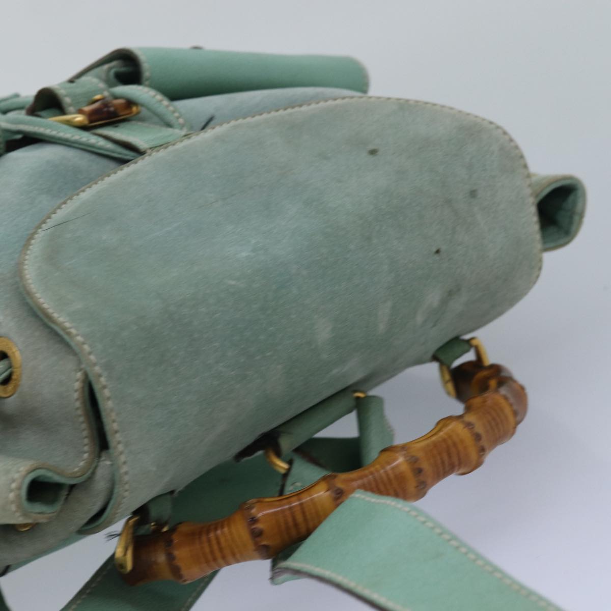 GUCCI Bamboo Backpack Suede Blue 003.2058.0016 84054