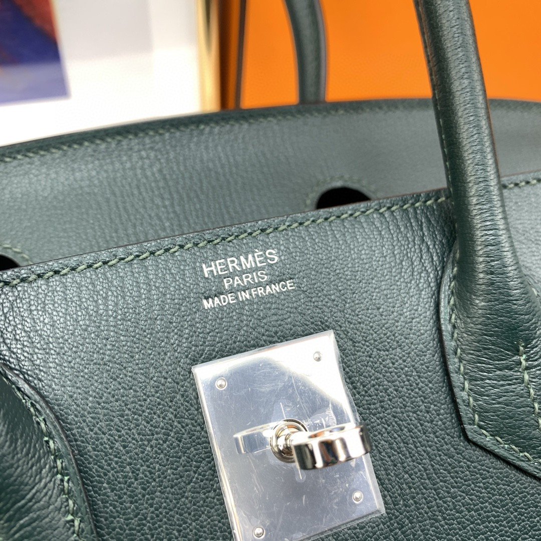 GLAMI Birkin Nata Swift Dark Blue For Women Silver Toned Hardware 11.8in/30cm