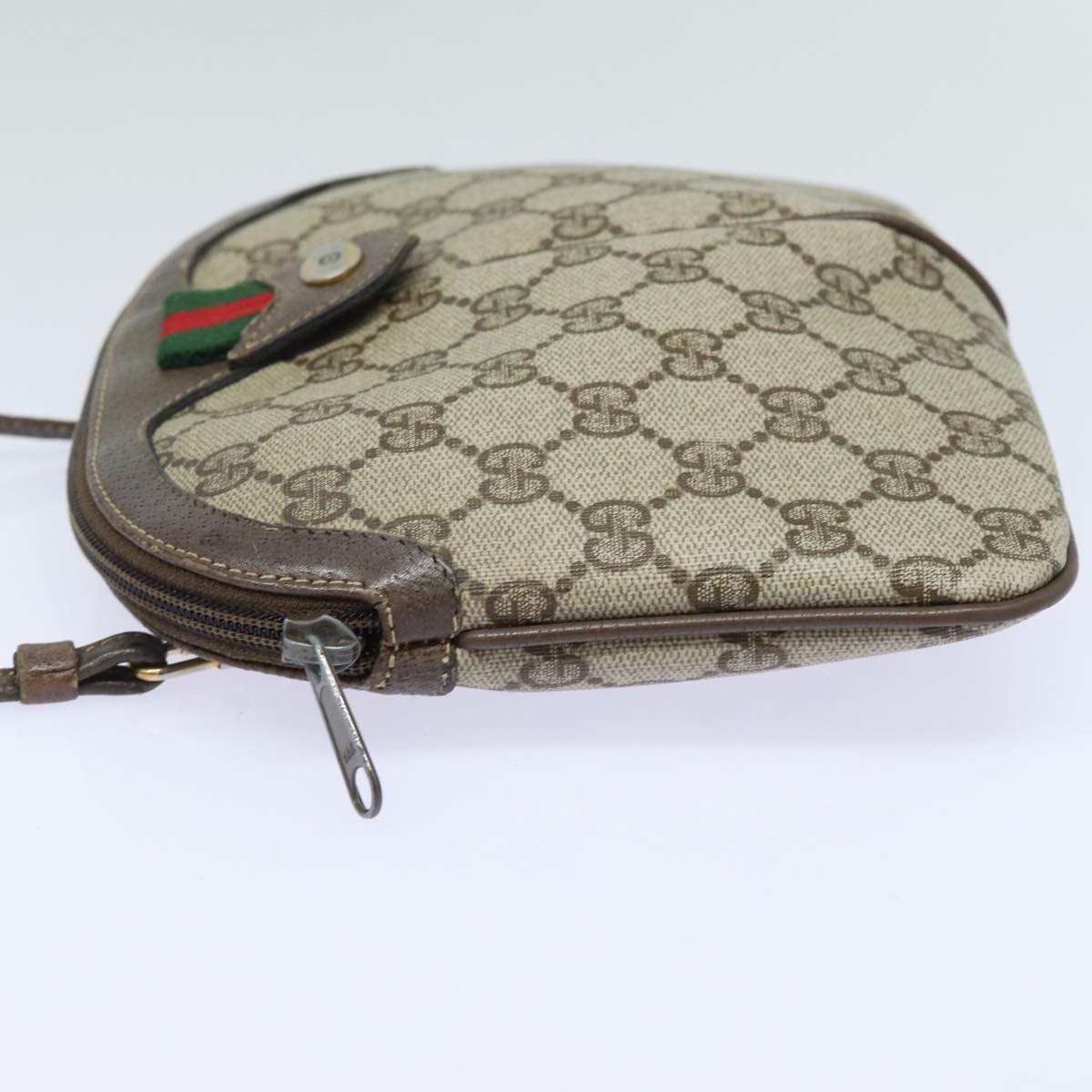 GUCCI GG Supreme Web Sherry Line Shoulder Bag PVC Beige 904 02 047 84221