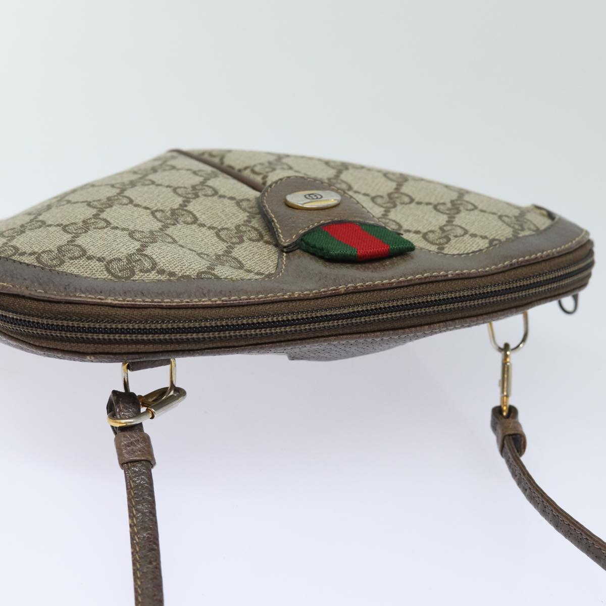 GUCCI GG Supreme Web Sherry Line Shoulder Bag PVC Beige 904 02 047 84221