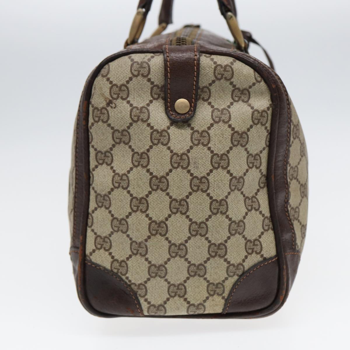 GUCCI GG Supreme Web Sherry Line Boston Bag PVC Beige Red Green 84232