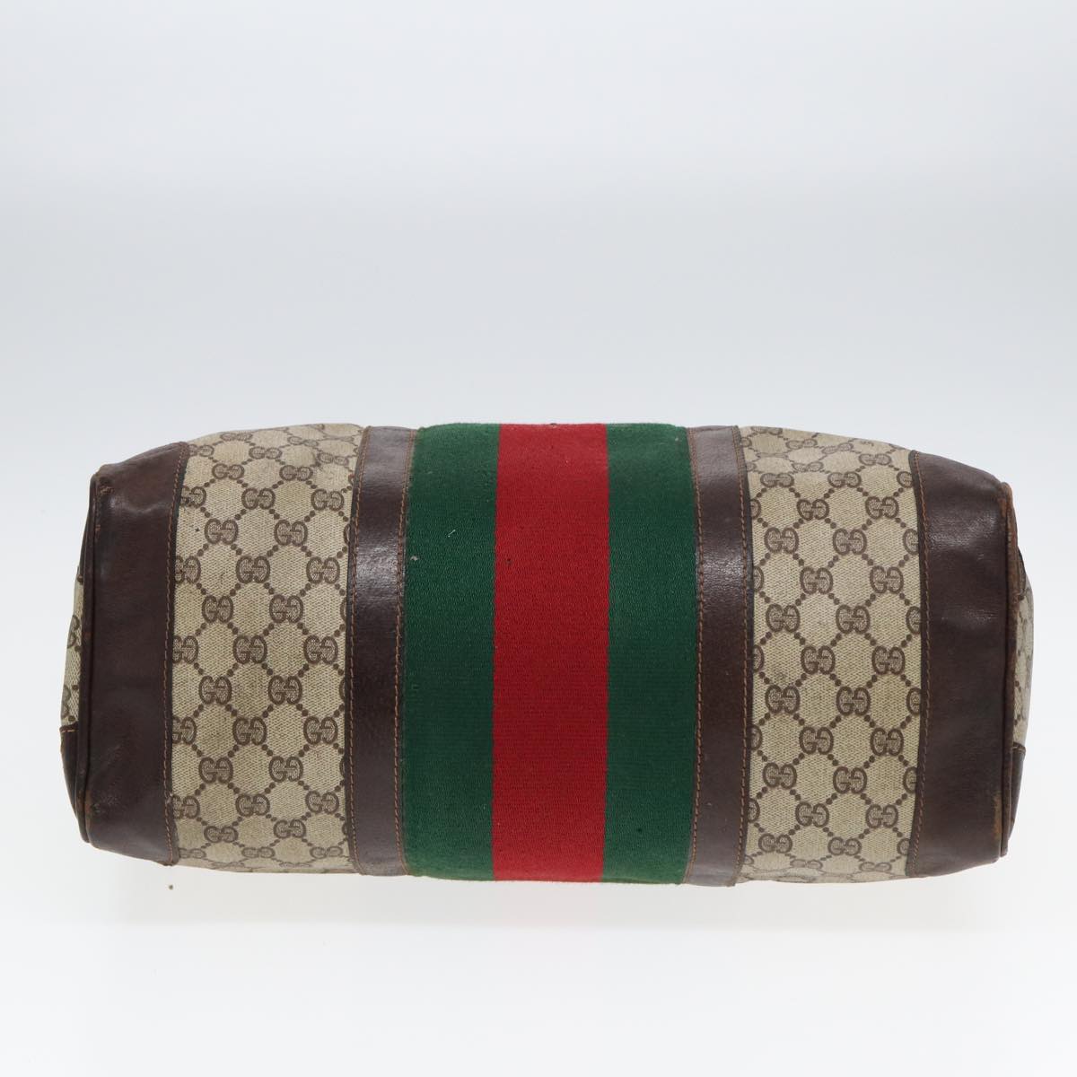 GUCCI GG Supreme Web Sherry Line Boston Bag PVC Beige Red Green 84232