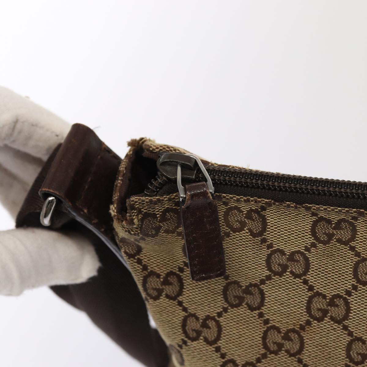 GUCCI GG Canvas Shoulder Bag Beige 145857 84432
