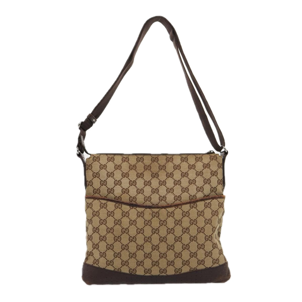 GUCCI GG Canvas Shoulder Bag Beige 145857 84432