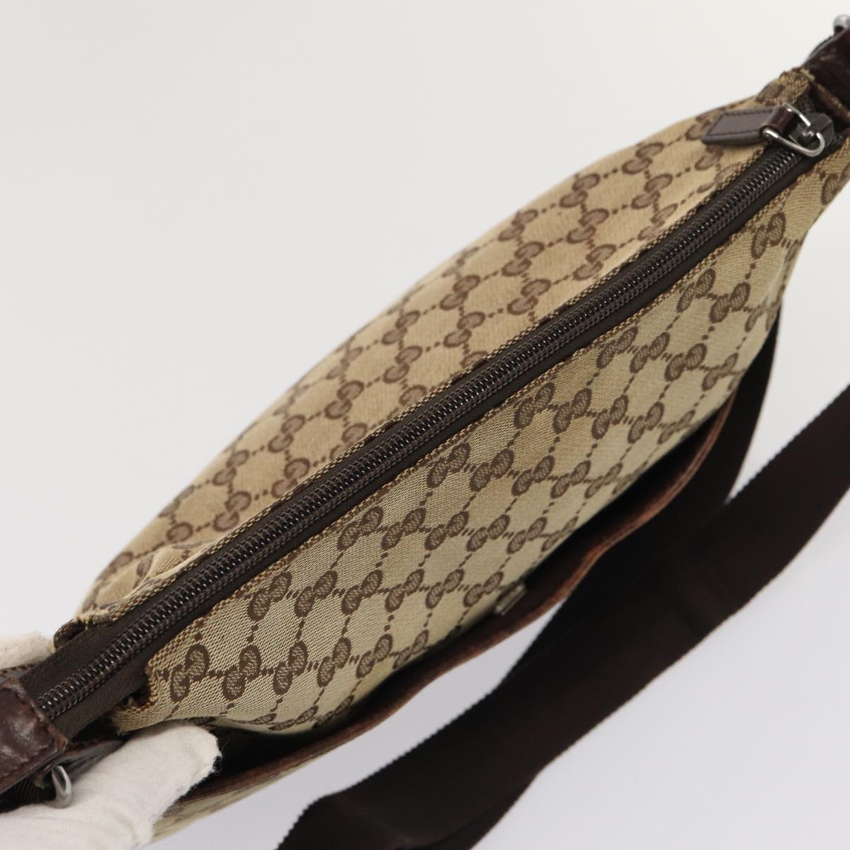 GUCCI GG Canvas Shoulder Bag Beige 145857 84432