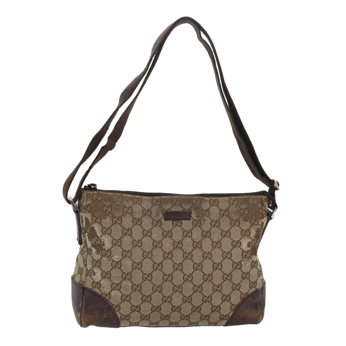 GUCCI GG Canvas Shoulder Bag Beige Brown 114273 84457