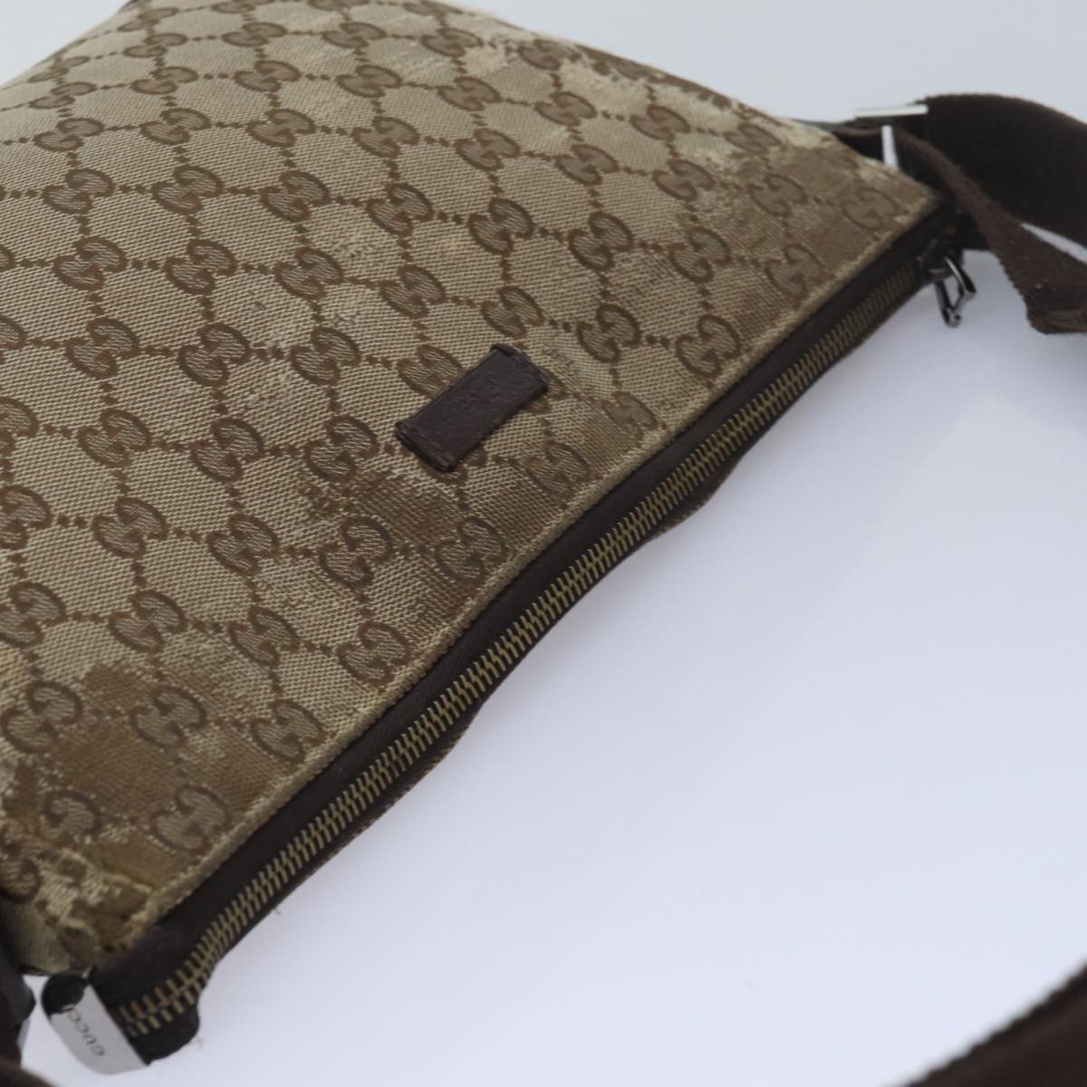 GUCCI GG Canvas Shoulder Bag Beige Brown 114273 84457
